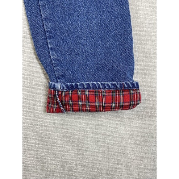 LL Bean Jeans Womens 12 Medium Blue Original Fit Relaxed Flannel Lined Plaid - Picture 7 of 12
